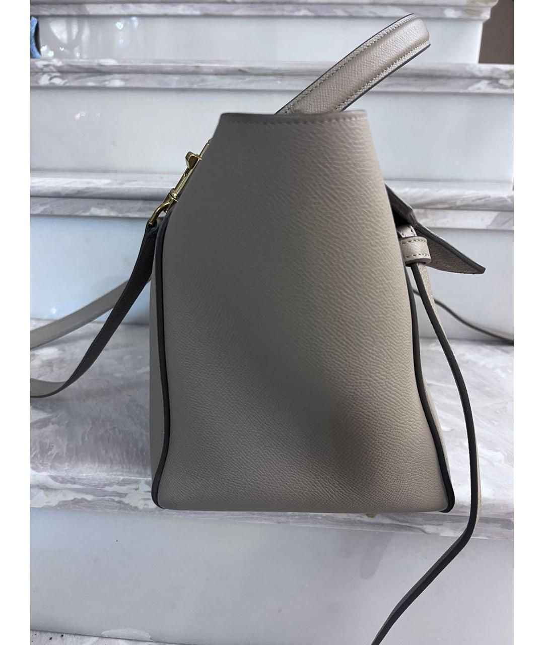 CELINE Серая кожаная сумка с короткими ручками, фото 3