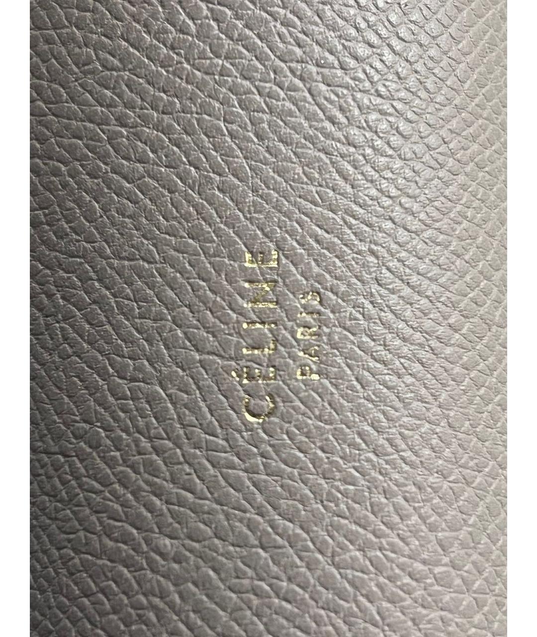 CELINE Серая кожаная сумка с короткими ручками, фото 7