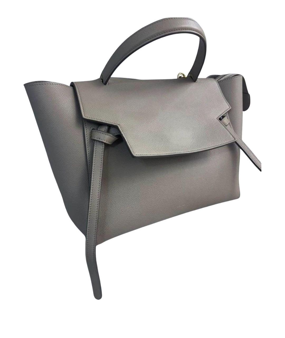 CELINE Серая кожаная сумка с короткими ручками, фото 2