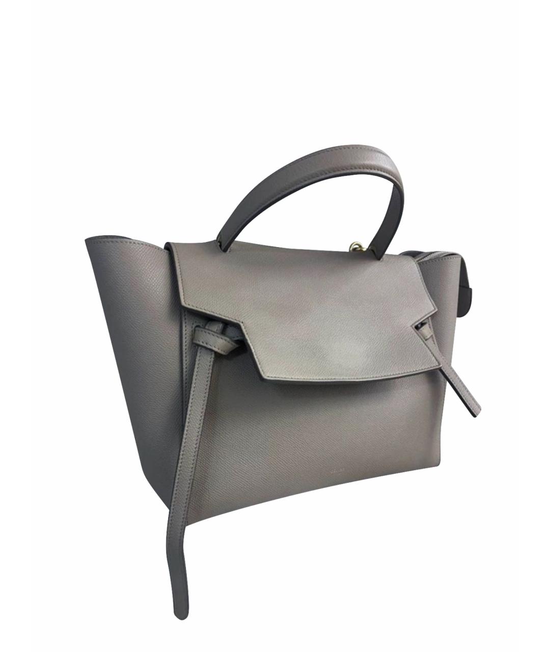 CELINE Серая кожаная сумка с короткими ручками, фото 1