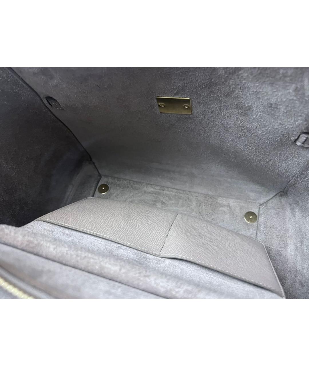 CELINE Серая кожаная сумка с короткими ручками, фото 5