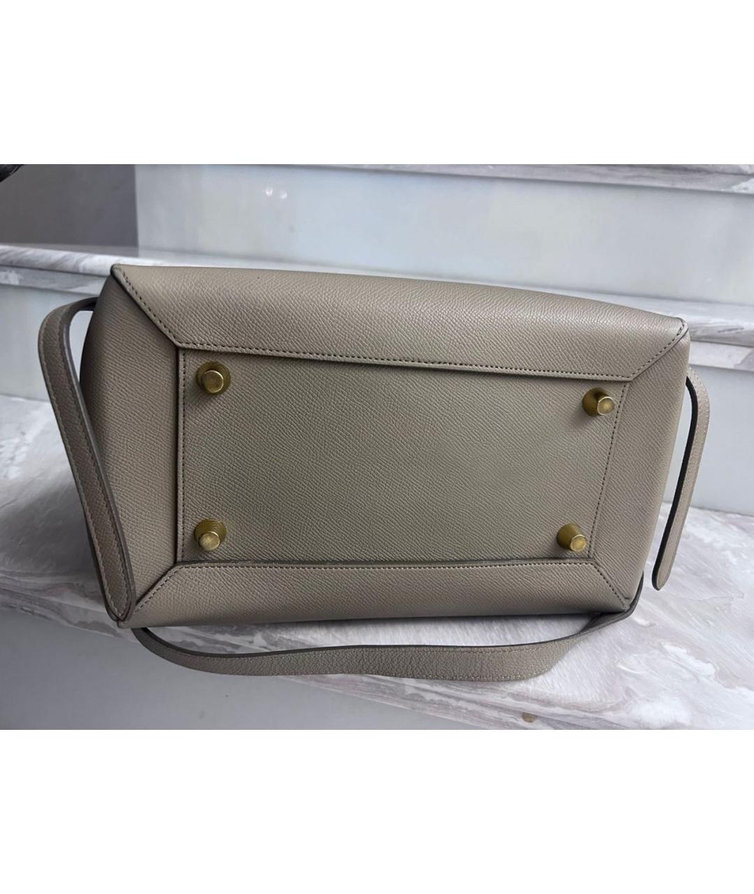 CELINE Серая кожаная сумка с короткими ручками, фото 6