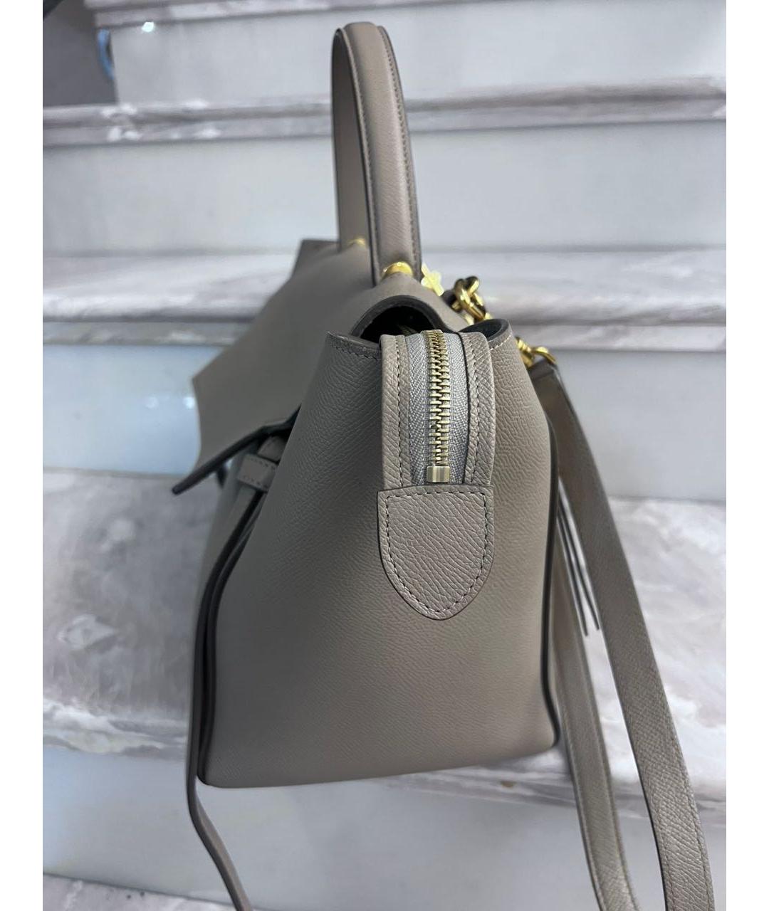 CELINE Серая кожаная сумка с короткими ручками, фото 8