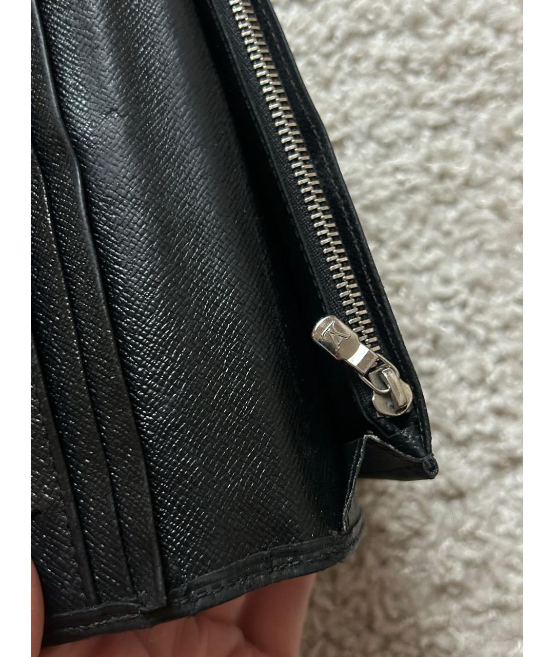 LOUIS VUITTON Черный кожаный кошелек, фото 5