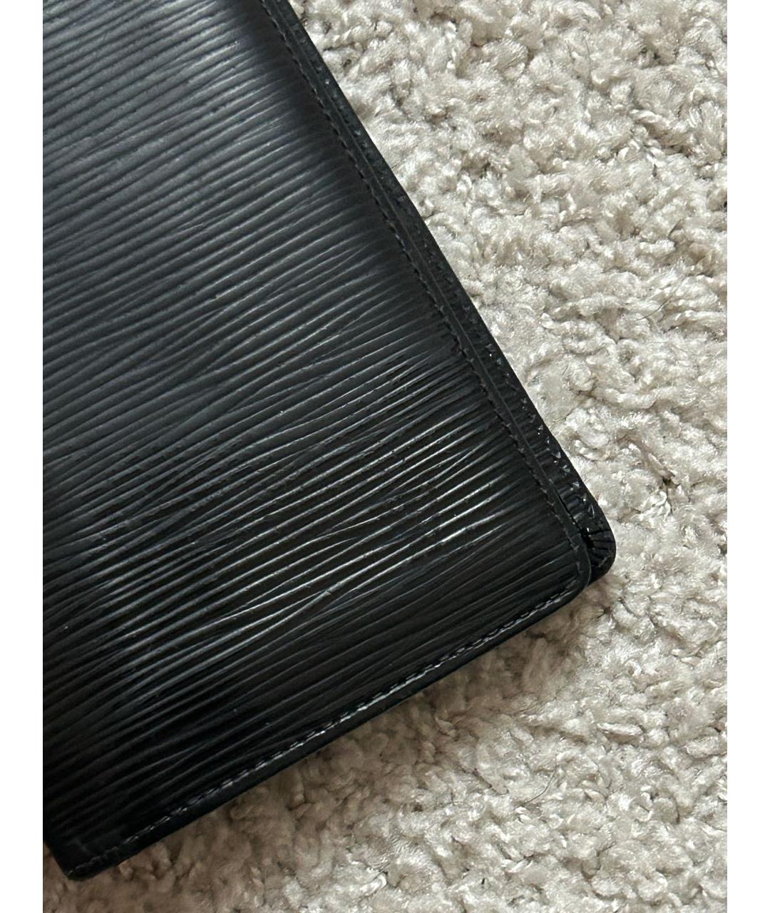 LOUIS VUITTON Черный кожаный кошелек, фото 3