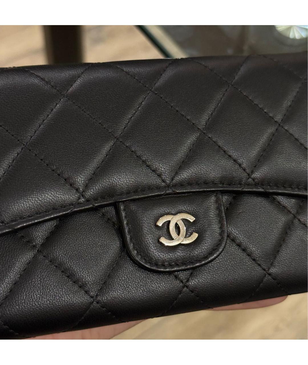 CHANEL Черный кожаный кошелек, фото 3