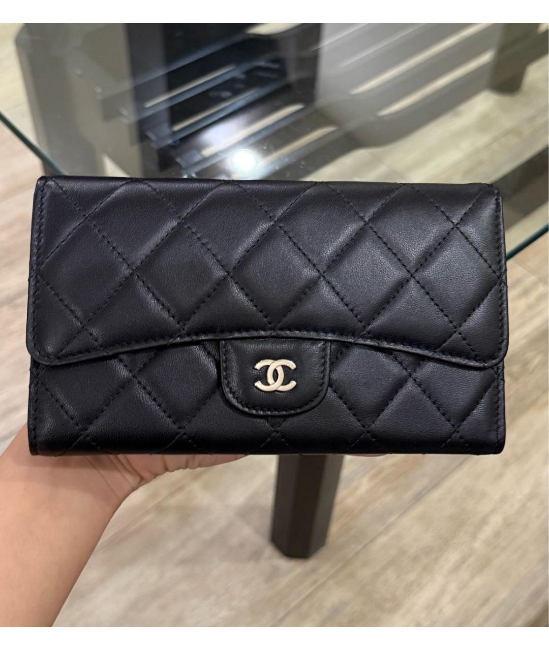 CHANEL Черный кожаный кошелек, фото 9