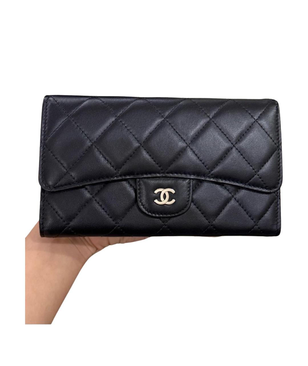 CHANEL Черный кожаный кошелек, фото 10