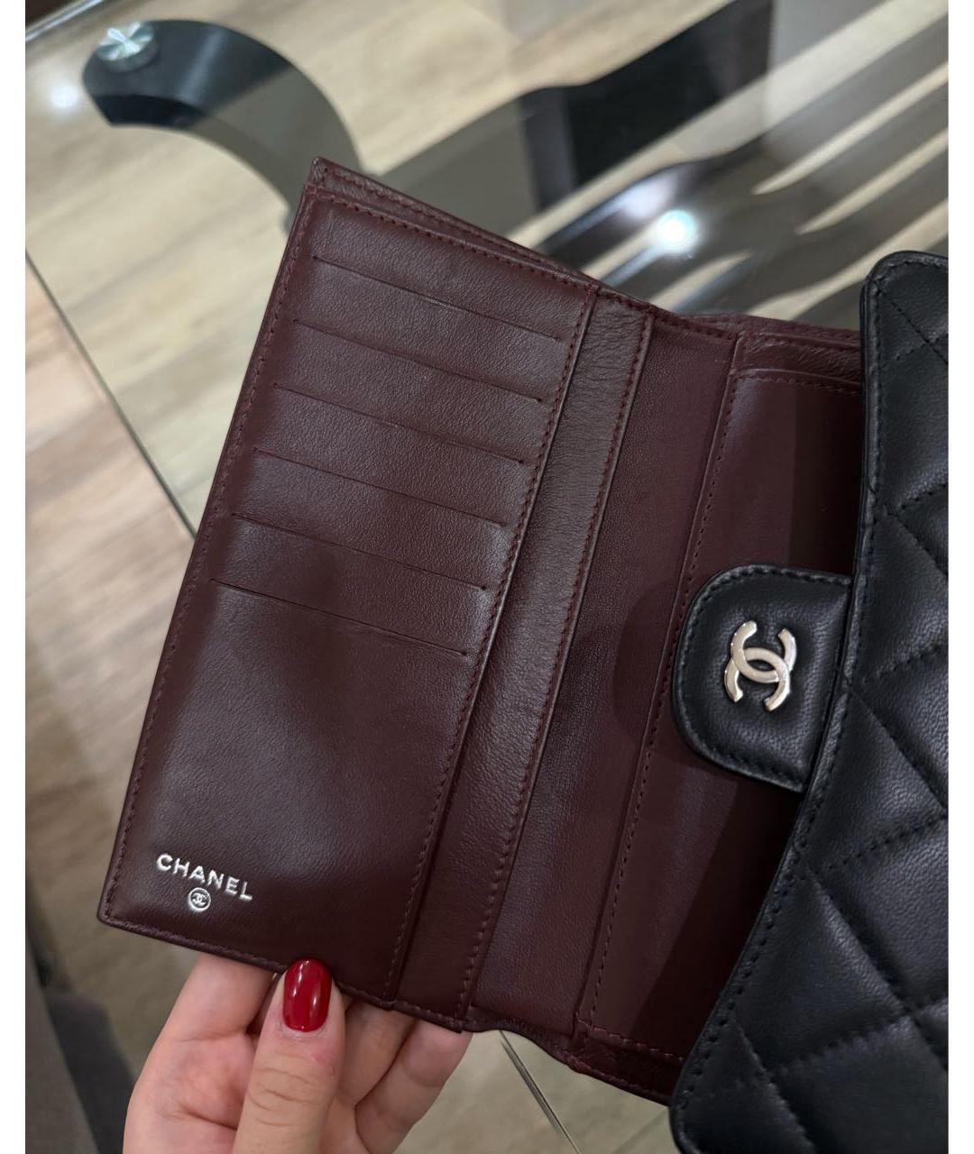 CHANEL Черный кожаный кошелек, фото 8