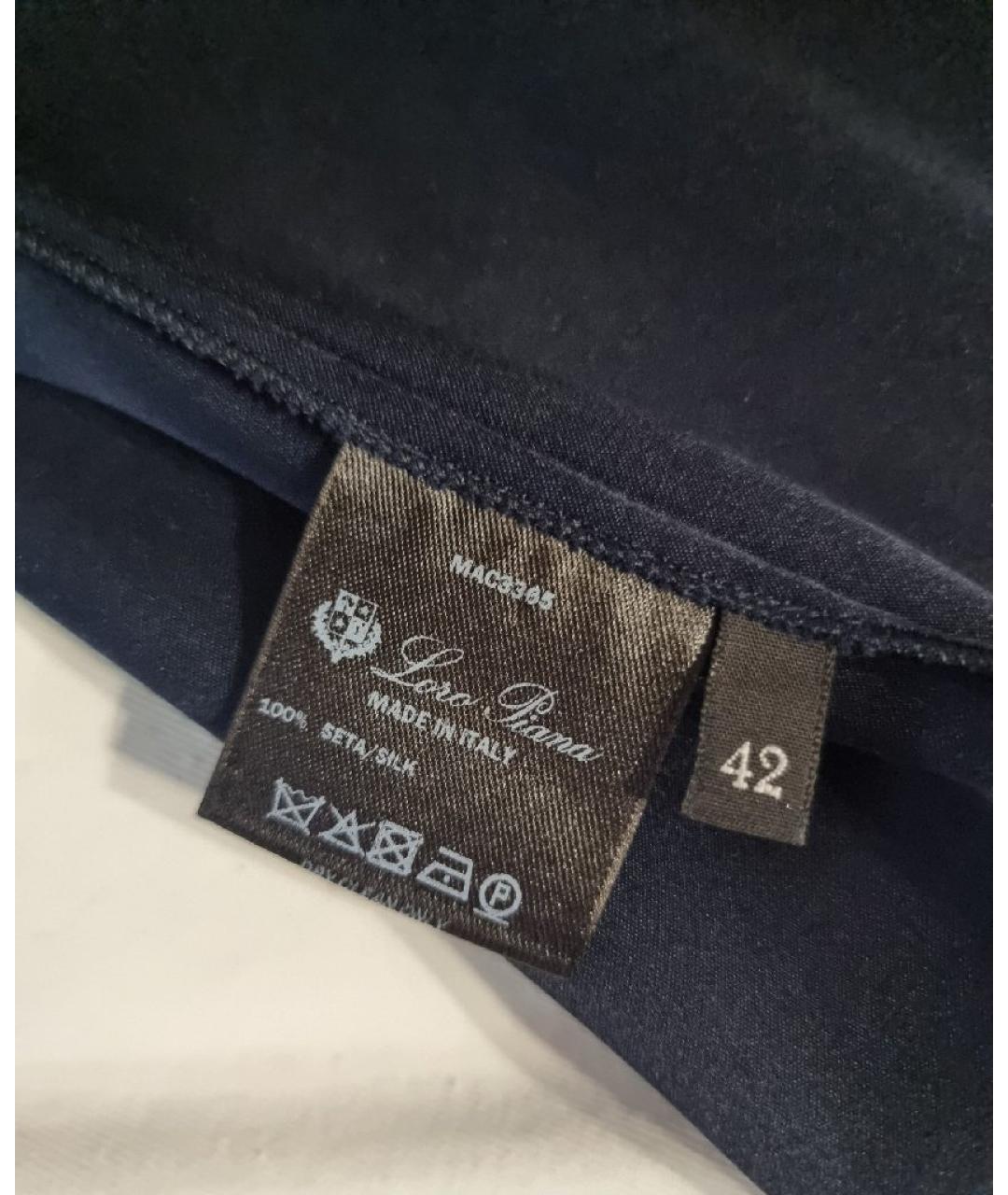 LORO PIANA Темно-синее шелковое повседневное платье, фото 5