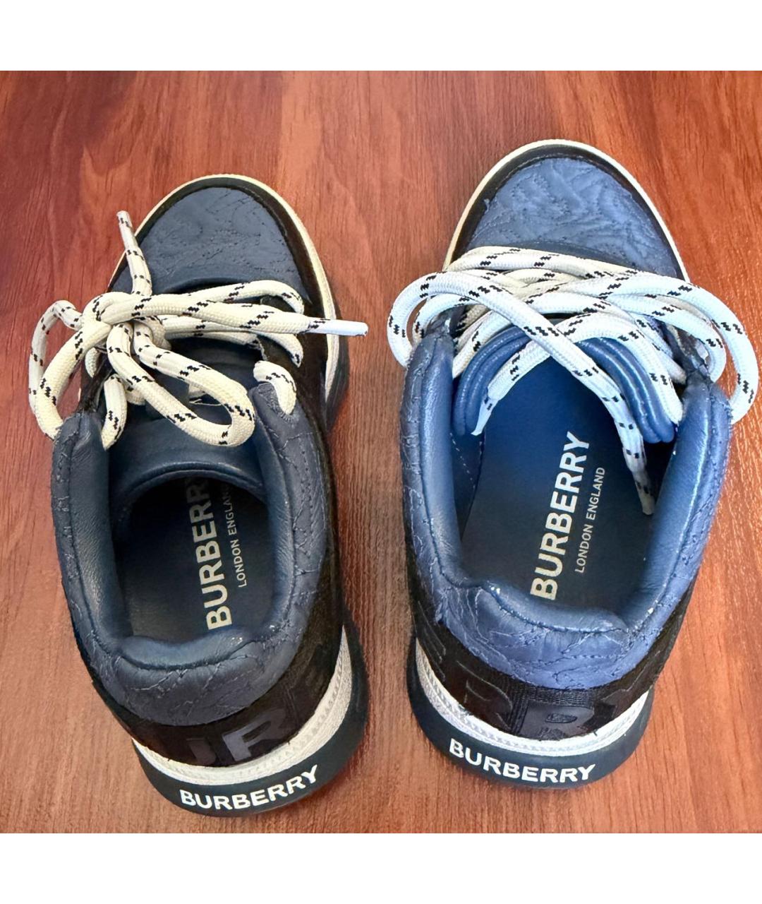 BURBERRY Темно-синие кожаные кеды, фото 3