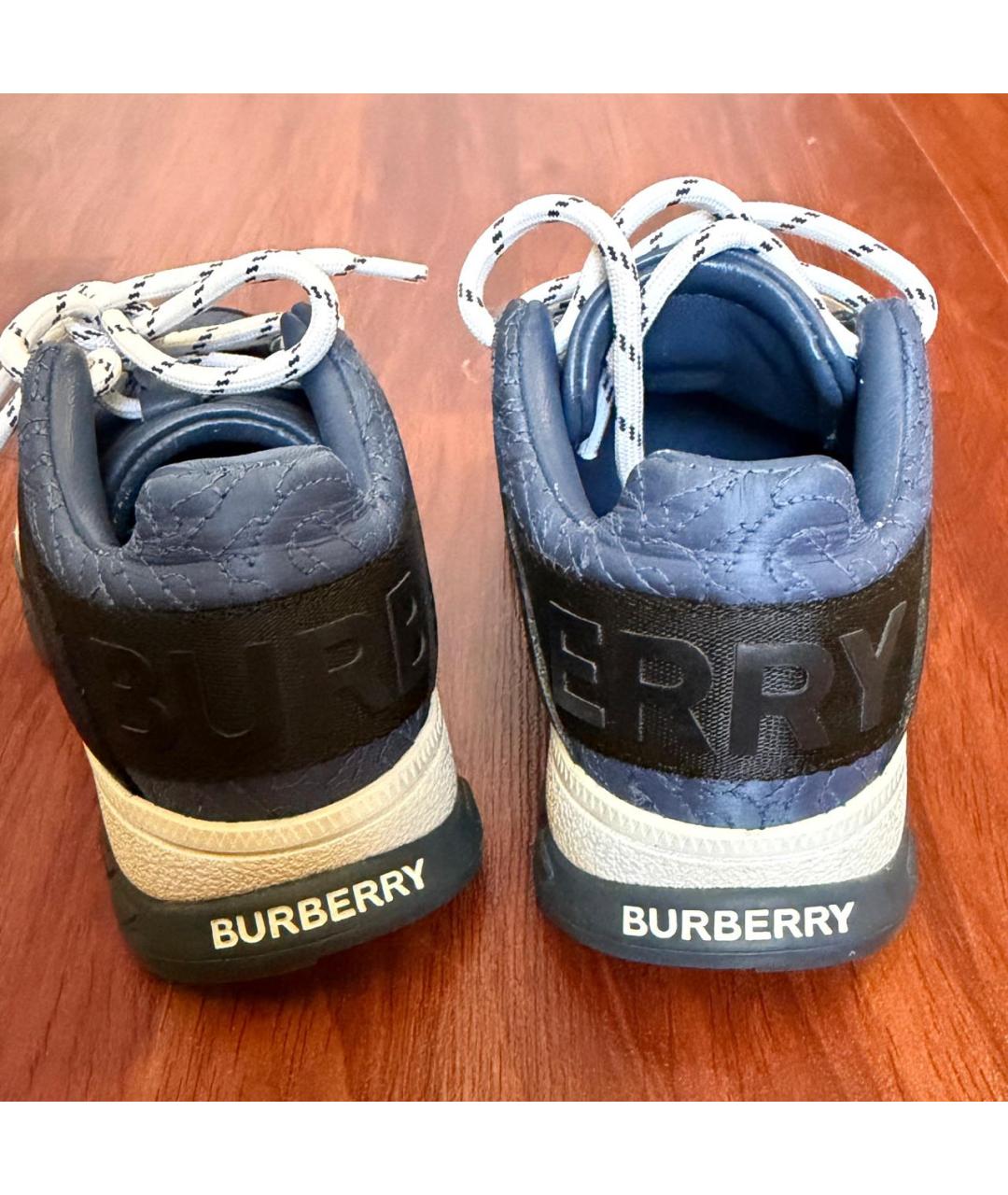 BURBERRY Темно-синие кожаные кеды, фото 4