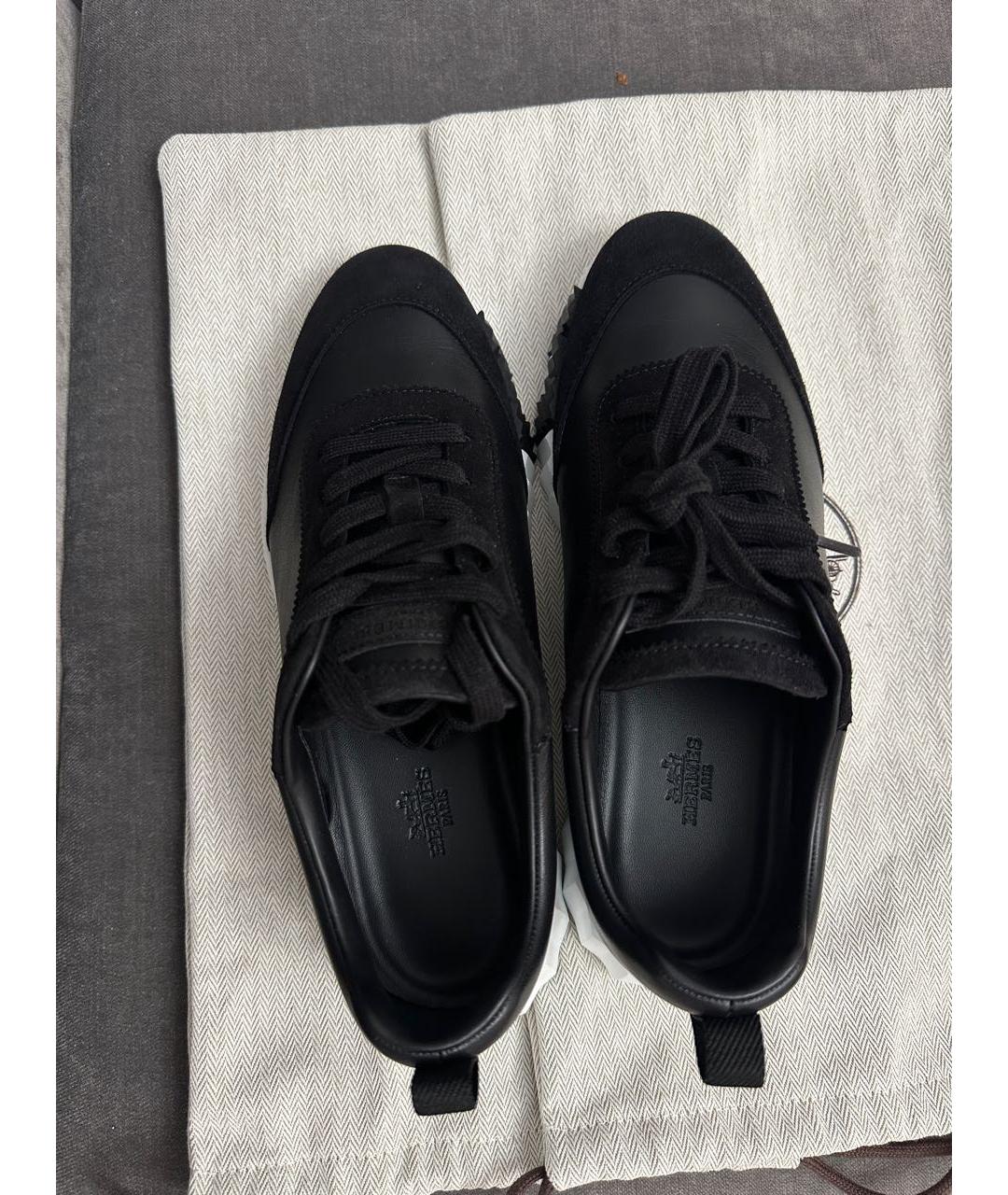 HERMES Черные кожаные кроссовки, фото 3