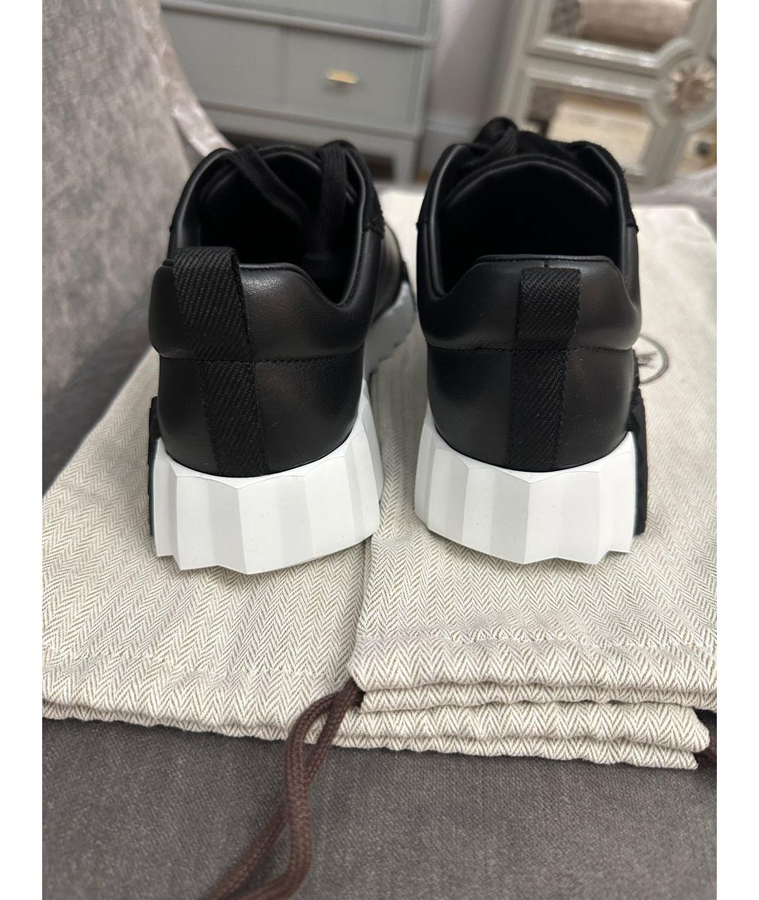 HERMES Черные кожаные кроссовки, фото 4