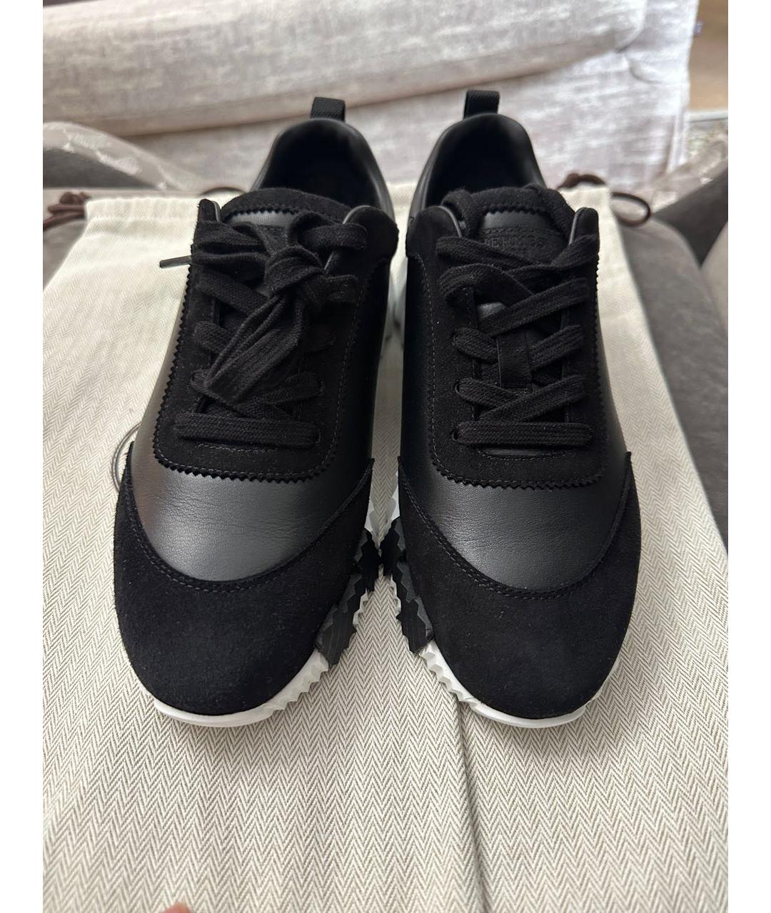HERMES Черные кожаные кроссовки, фото 2