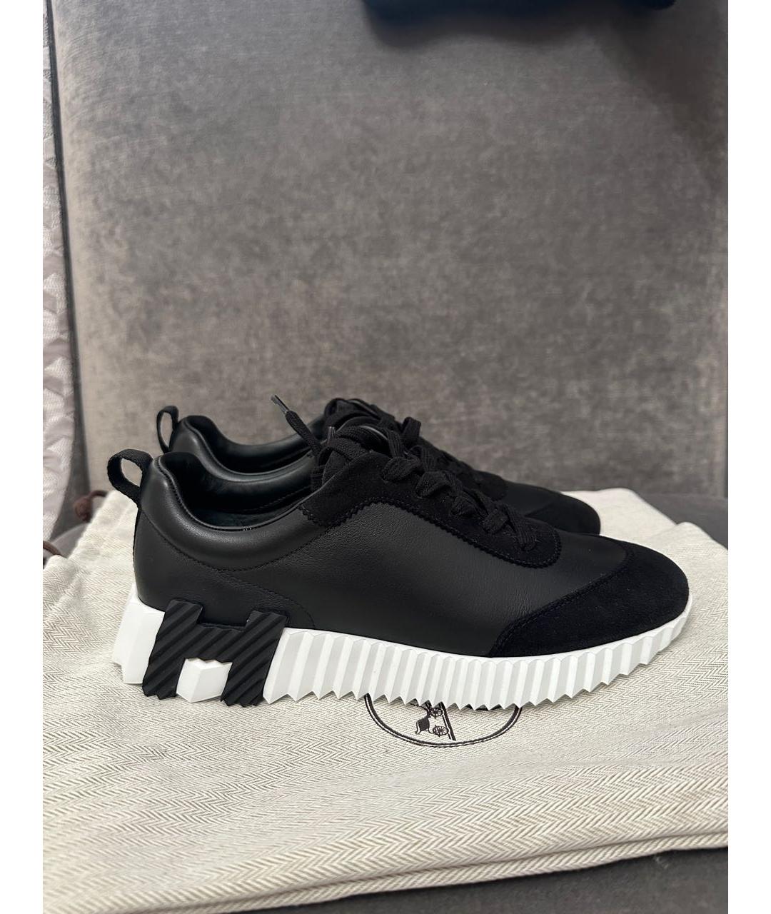 HERMES Черные кожаные кроссовки, фото 5