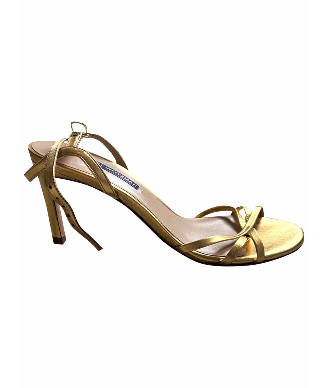 STUART WEITZMAN Золотые кожаные босоножки, фото 1