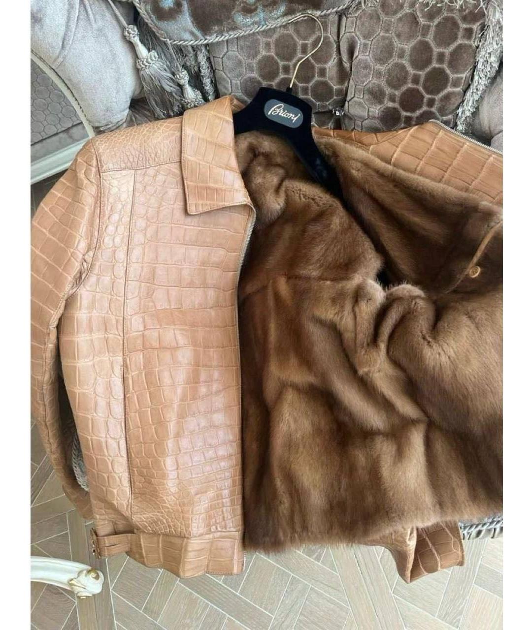 BRIONI Коричневая кожаная куртка, фото 4