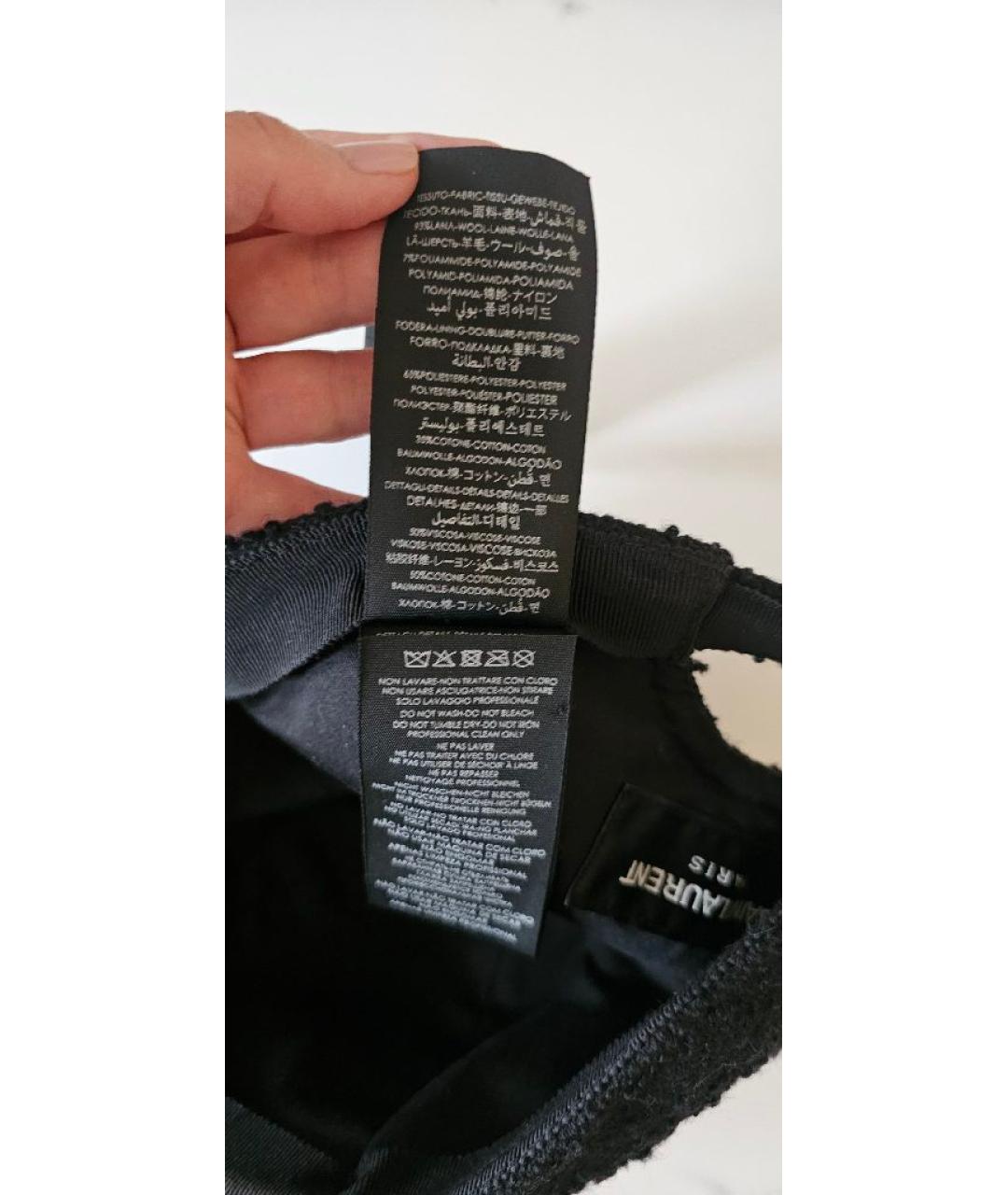 SAINT LAURENT Черная шерстяная кепка, фото 7