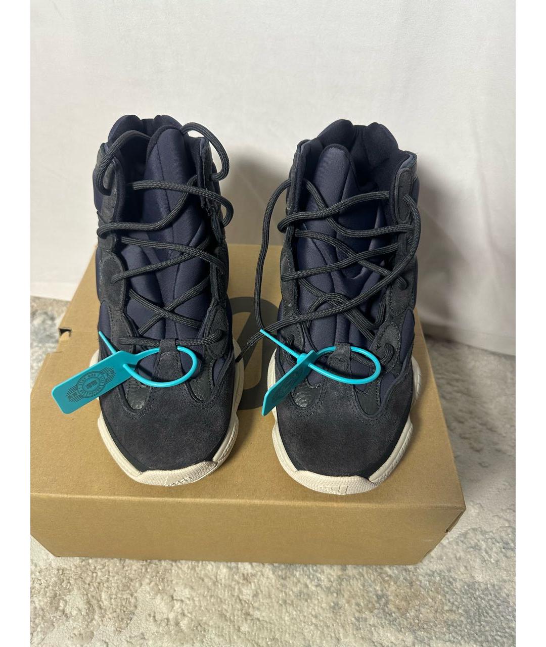 ADIDAS YEEZY Темно-синие замшевые высокие кроссовки / кеды, фото 2
