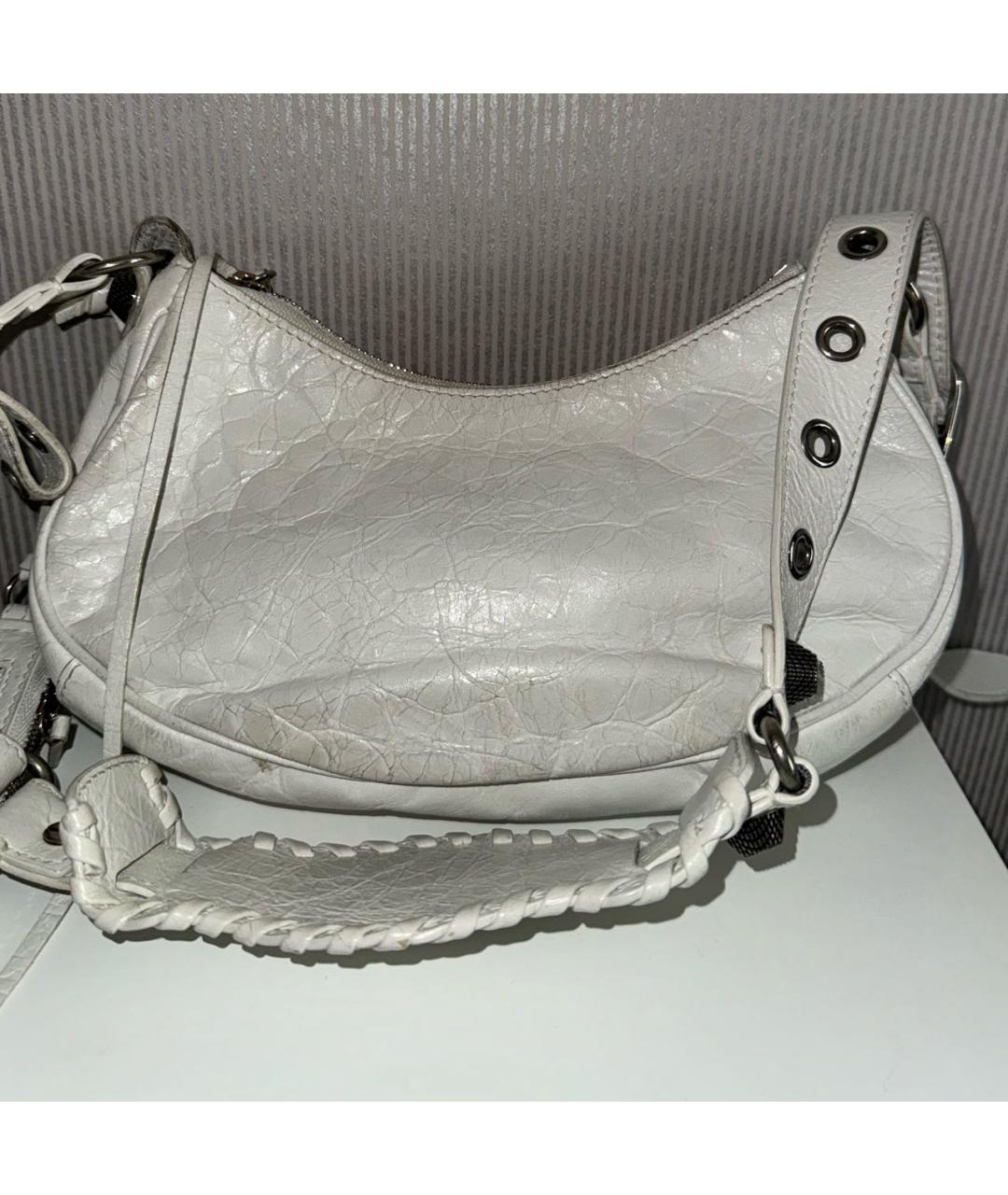 BALENCIAGA Белая кожаная сумка через плечо, фото 3