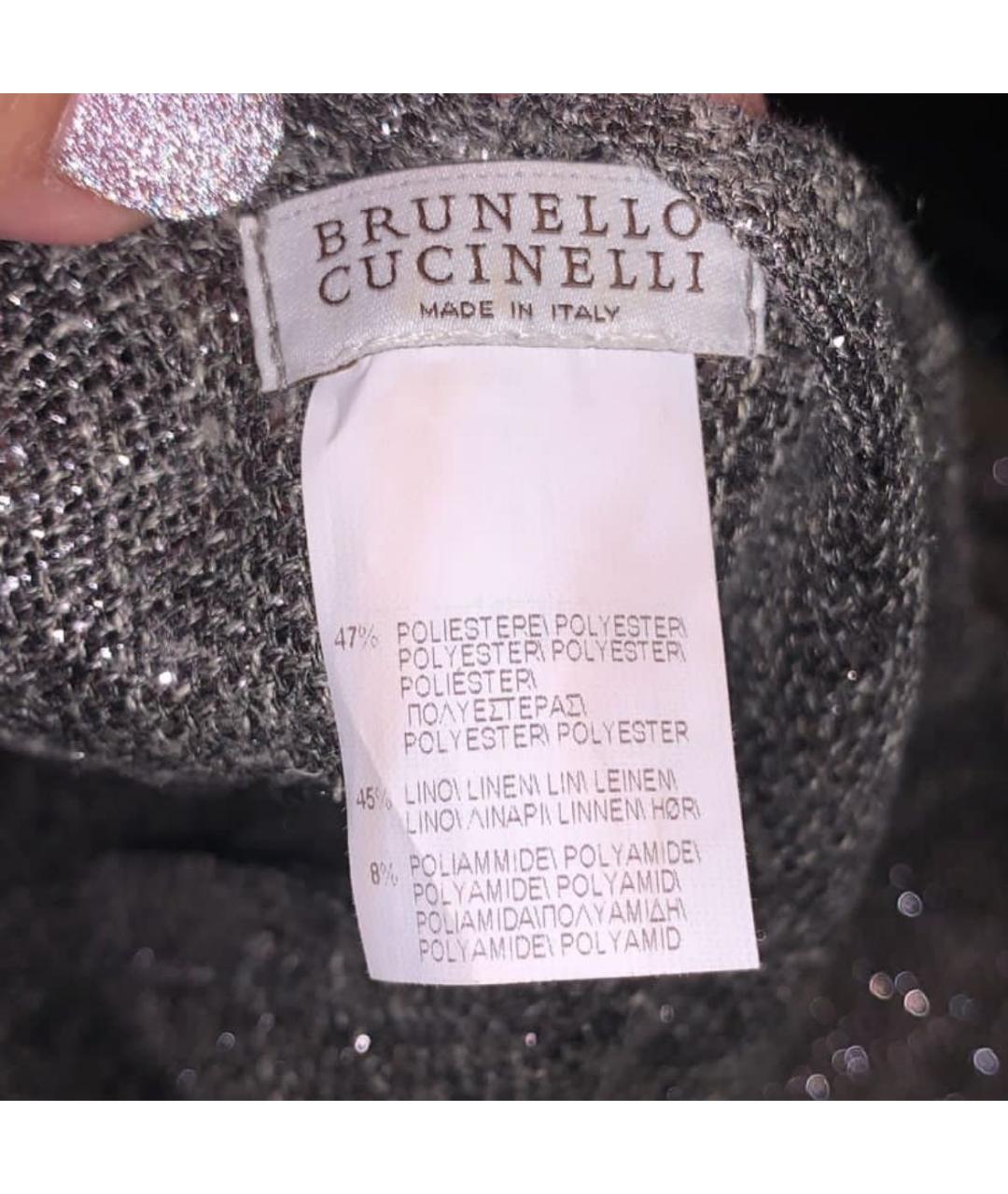 BRUNELLO CUCINELLI Антрацитовый шарф, фото 8