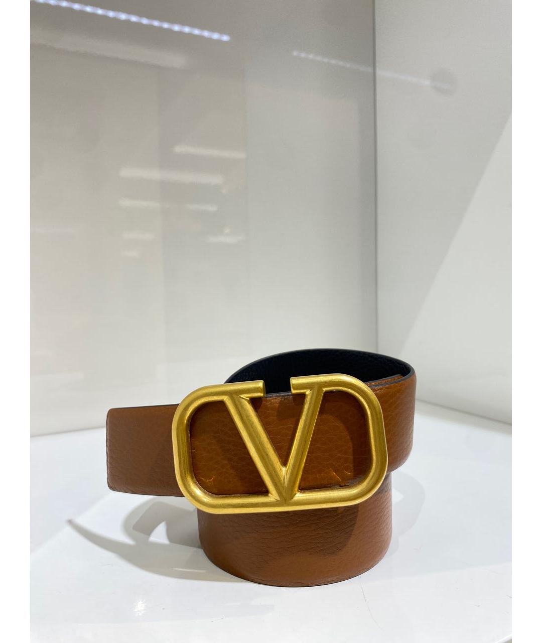 VALENTINO Коричневый кожаный ремень, фото 2