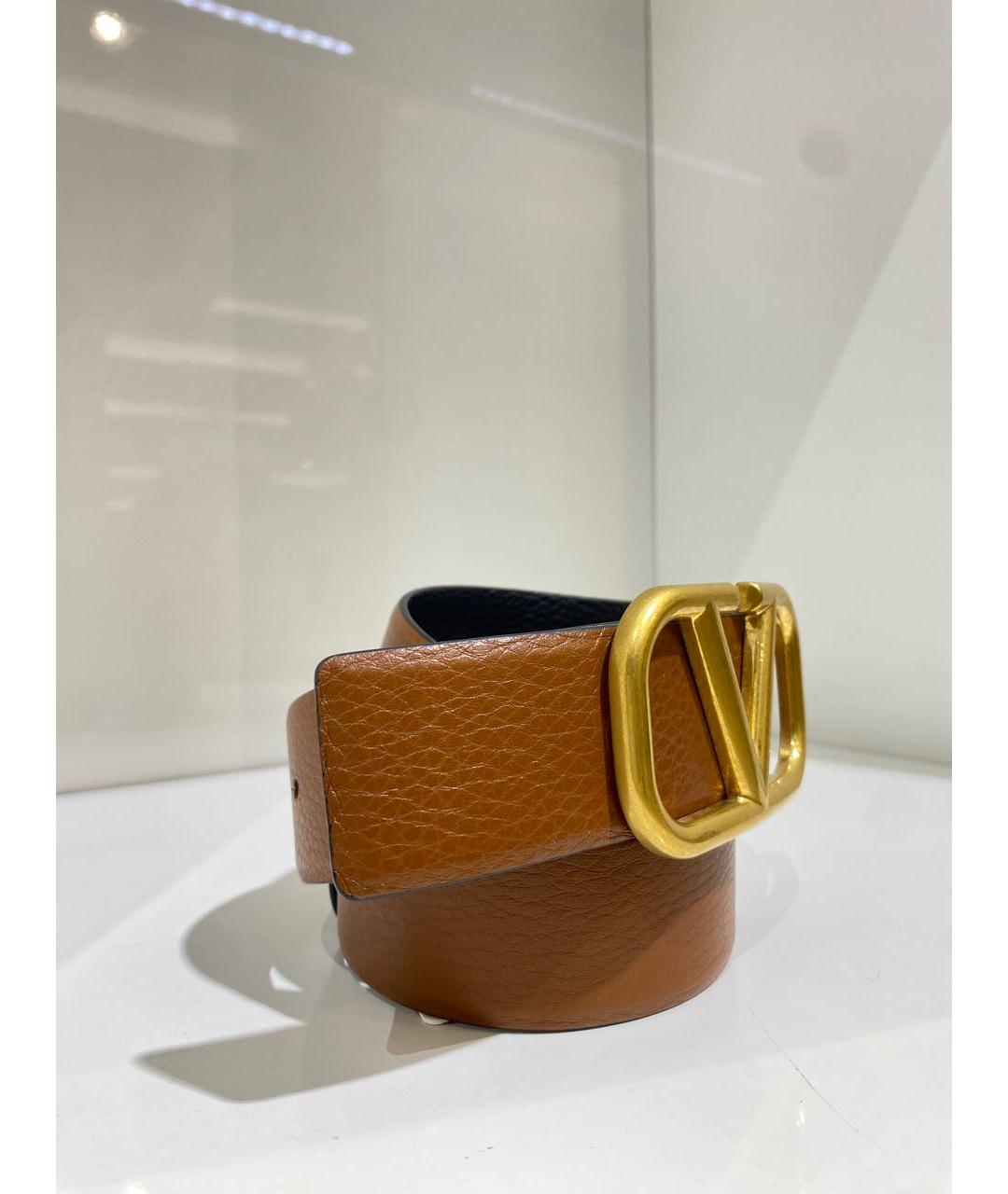VALENTINO Коричневый кожаный ремень, фото 3