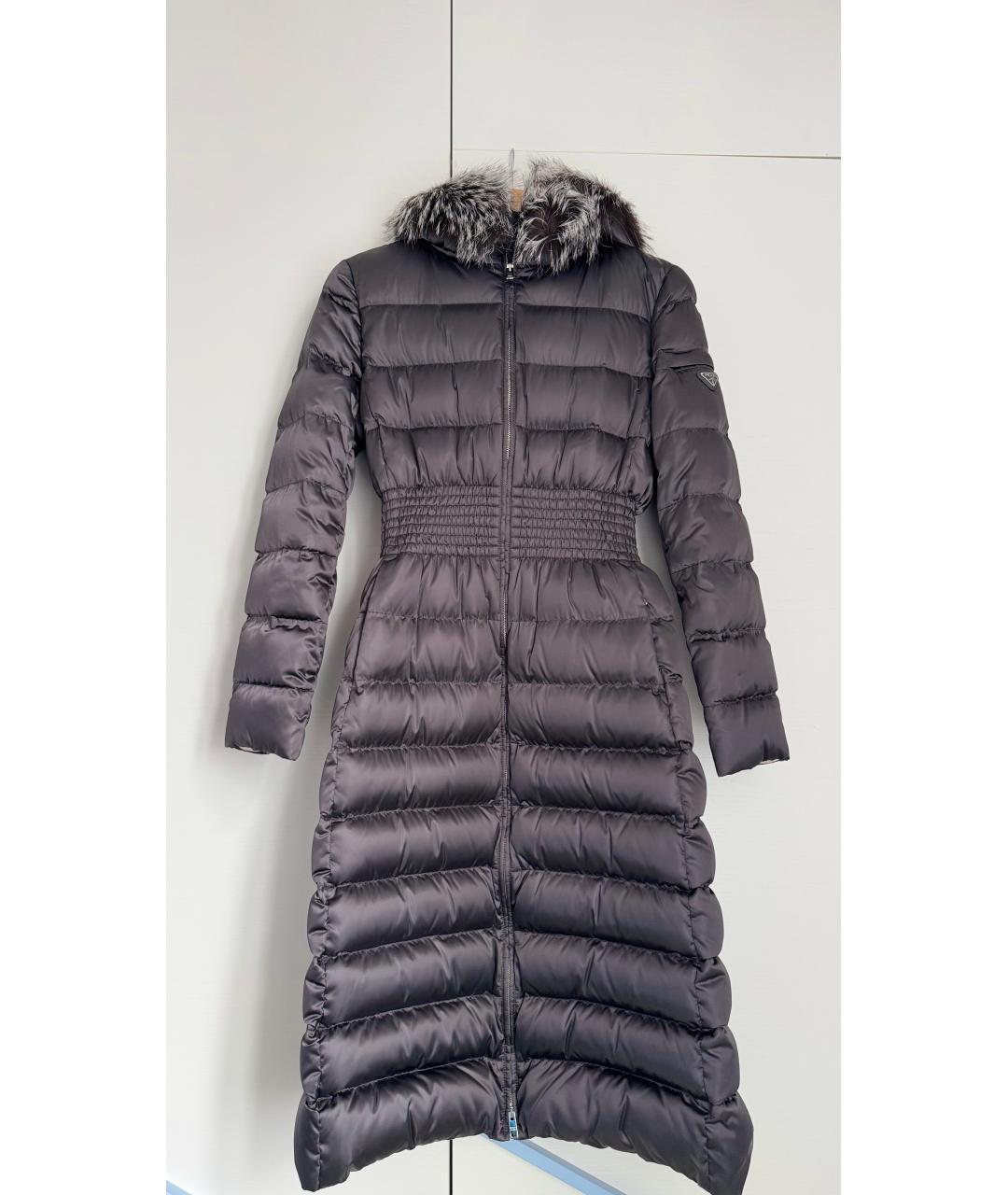 PRADA Серый полиамидовый пуховик, фото 7