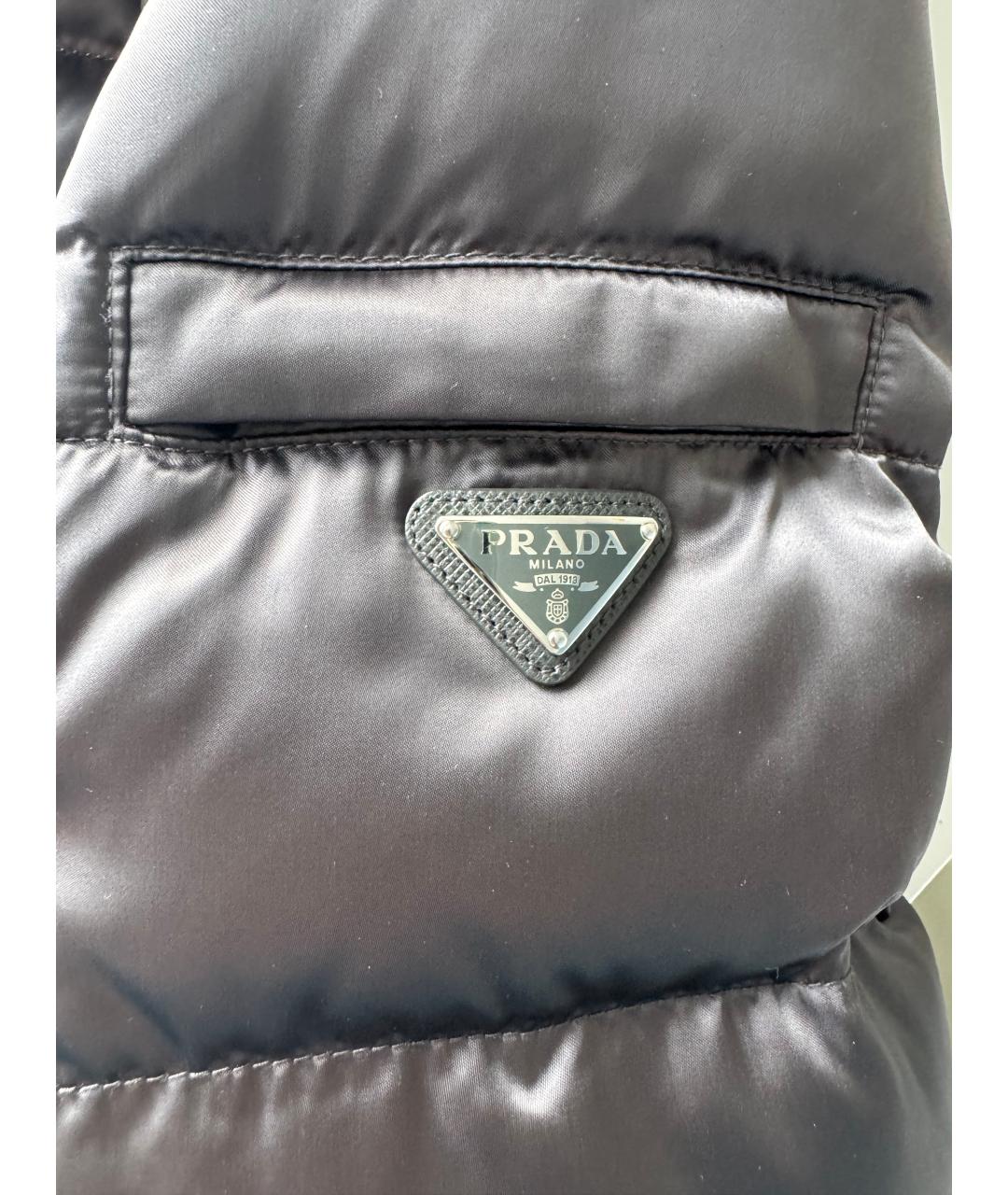 PRADA Серый полиамидовый пуховик, фото 4