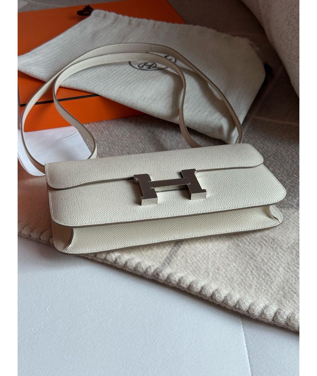HERMES Бежевая кожаная сумка через плечо, фото 5