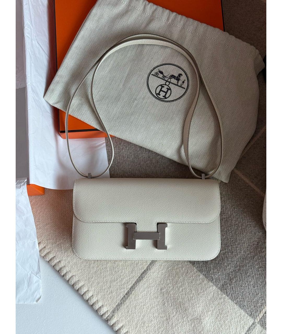 HERMES Бежевая кожаная сумка через плечо, фото 7