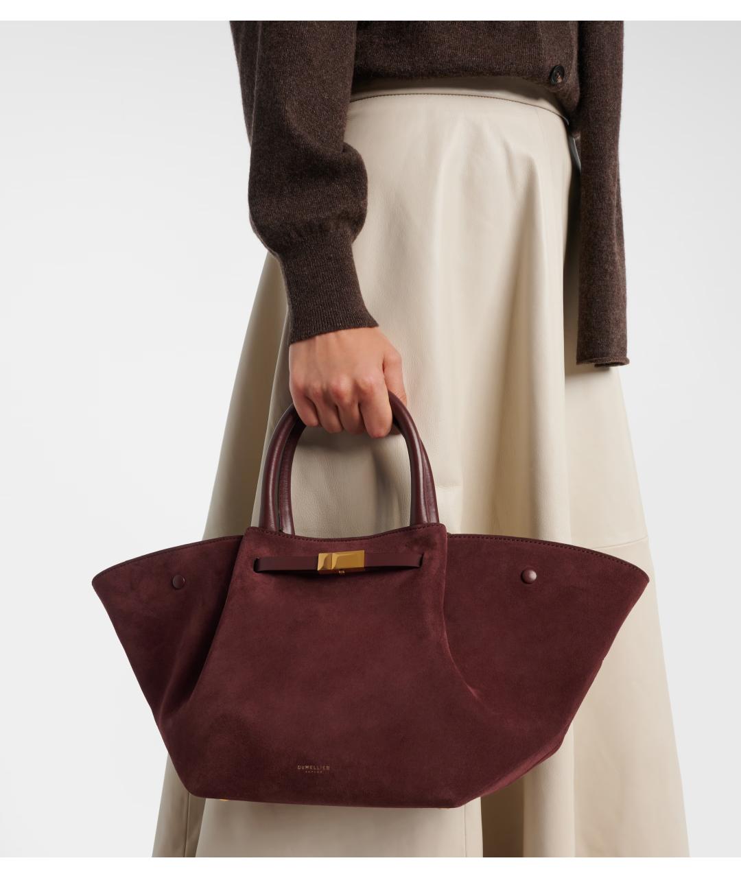 DEMELLIER Бордовая замшевая сумка тоут, фото 4
