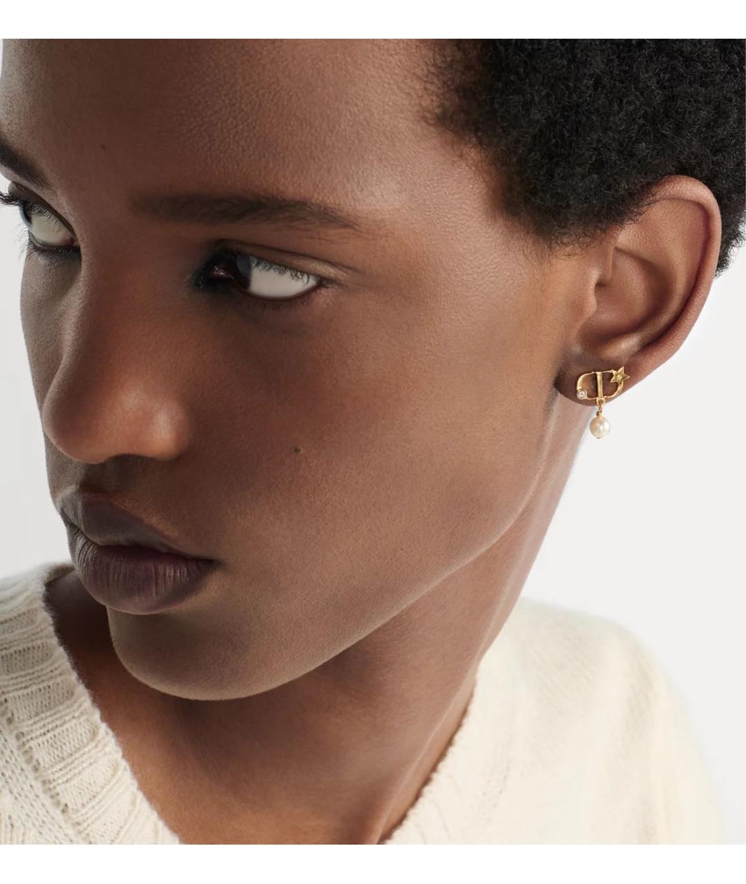 CHRISTIAN DIOR Золотые металлические серьги, фото 2