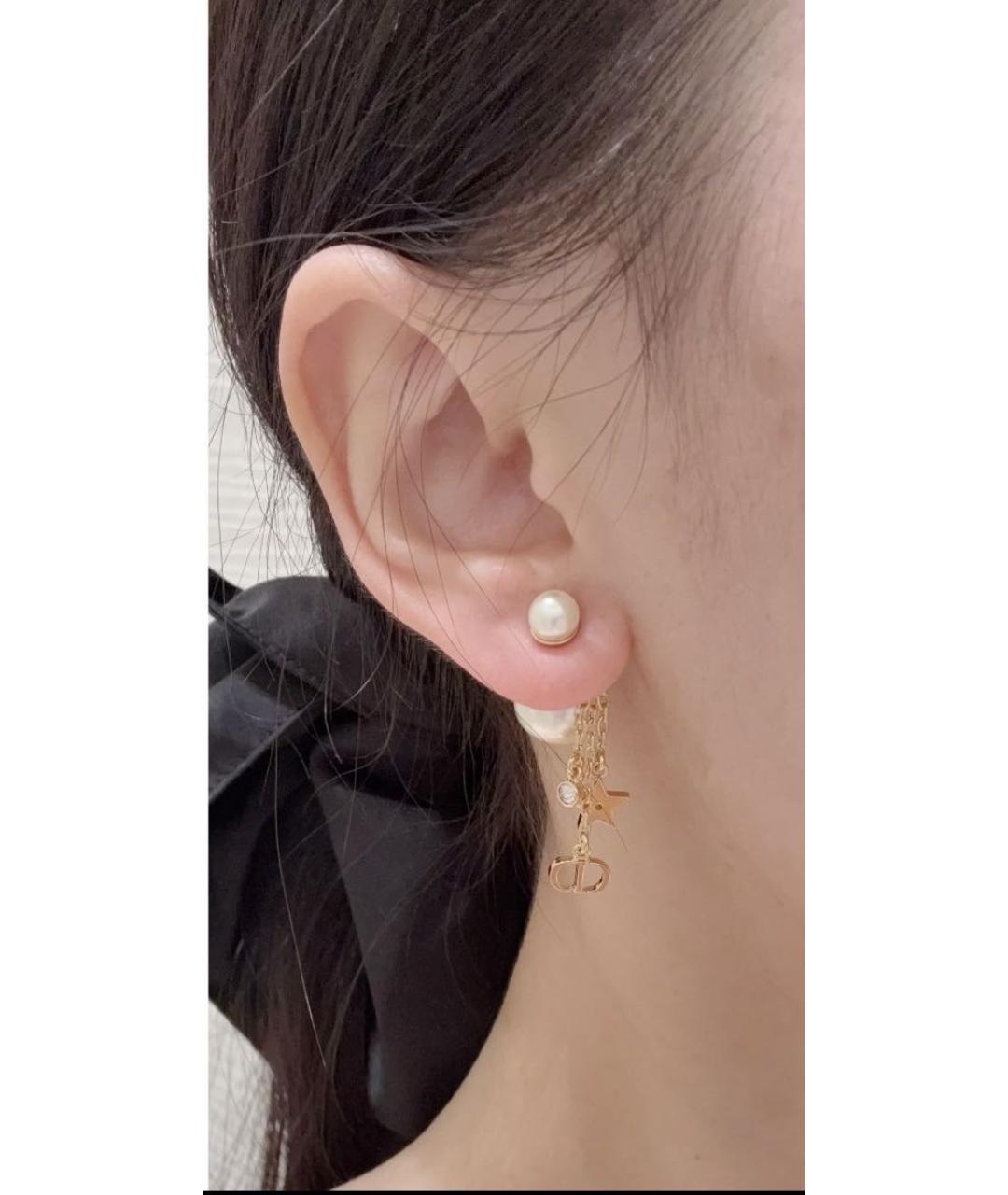 CHRISTIAN DIOR Золотые металлические серьги, фото 5