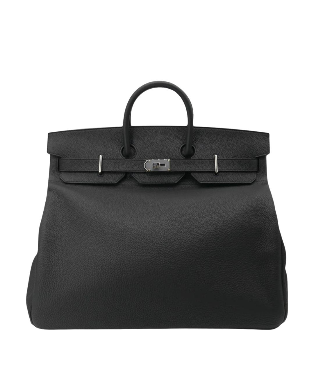 HERMES Черная кожаная сумка с короткими ручками, фото 1