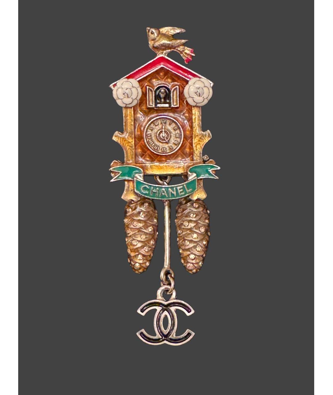 CHANEL Коричневая металлическая булавка / брошь, фото 2