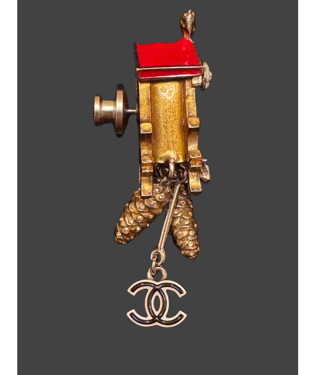 CHANEL Коричневая металлическая булавка / брошь, фото 3