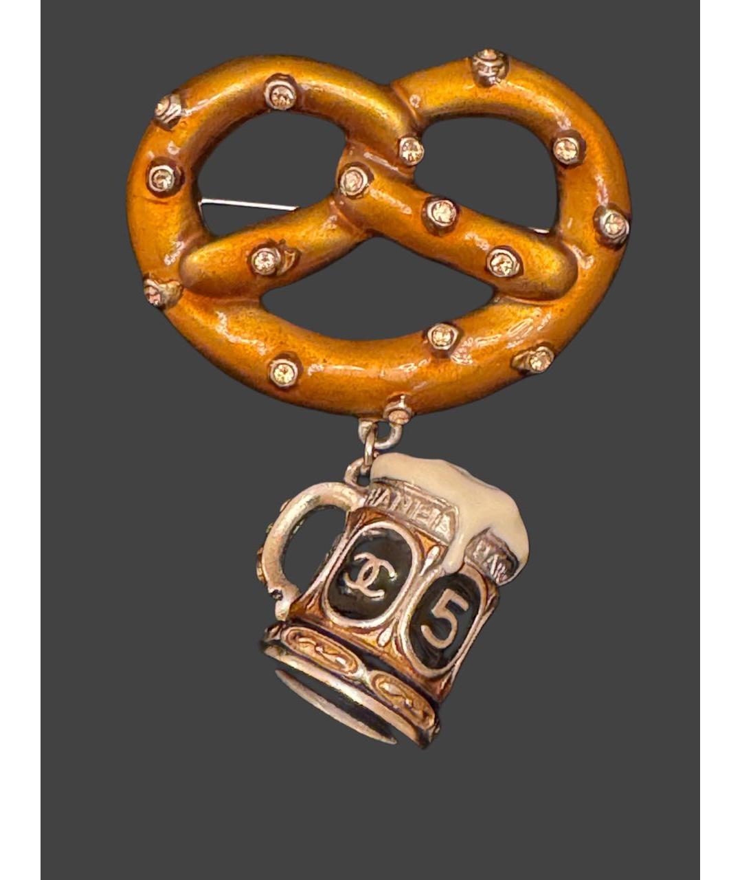 CHANEL Коричневая металлическая булавка / брошь, фото 2
