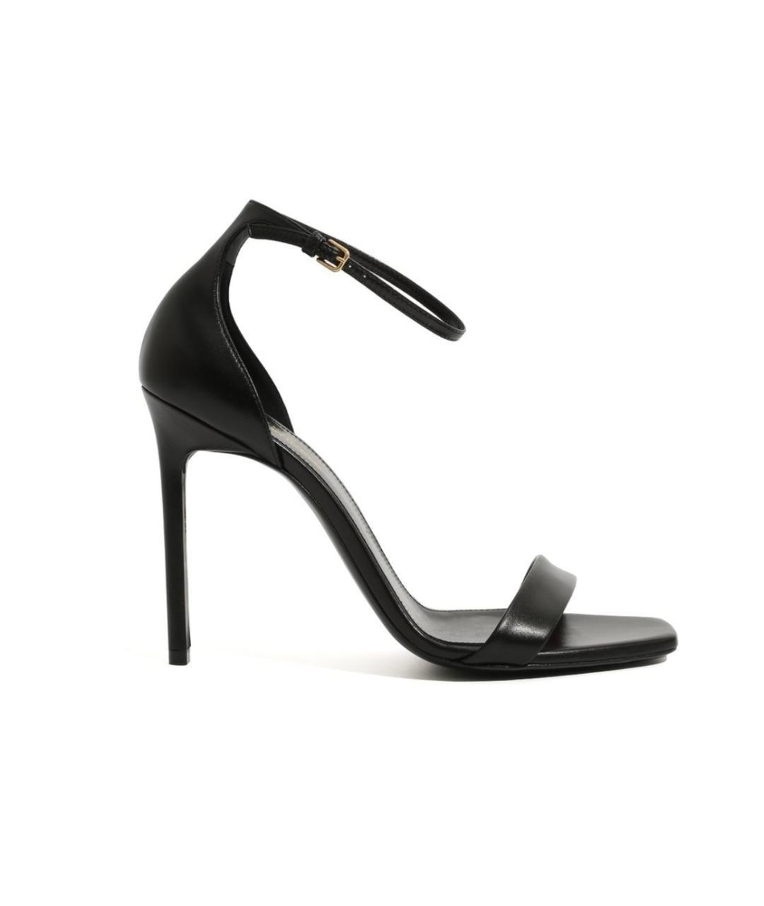 SAINT LAURENT Черные кожаные босоножки, фото 1