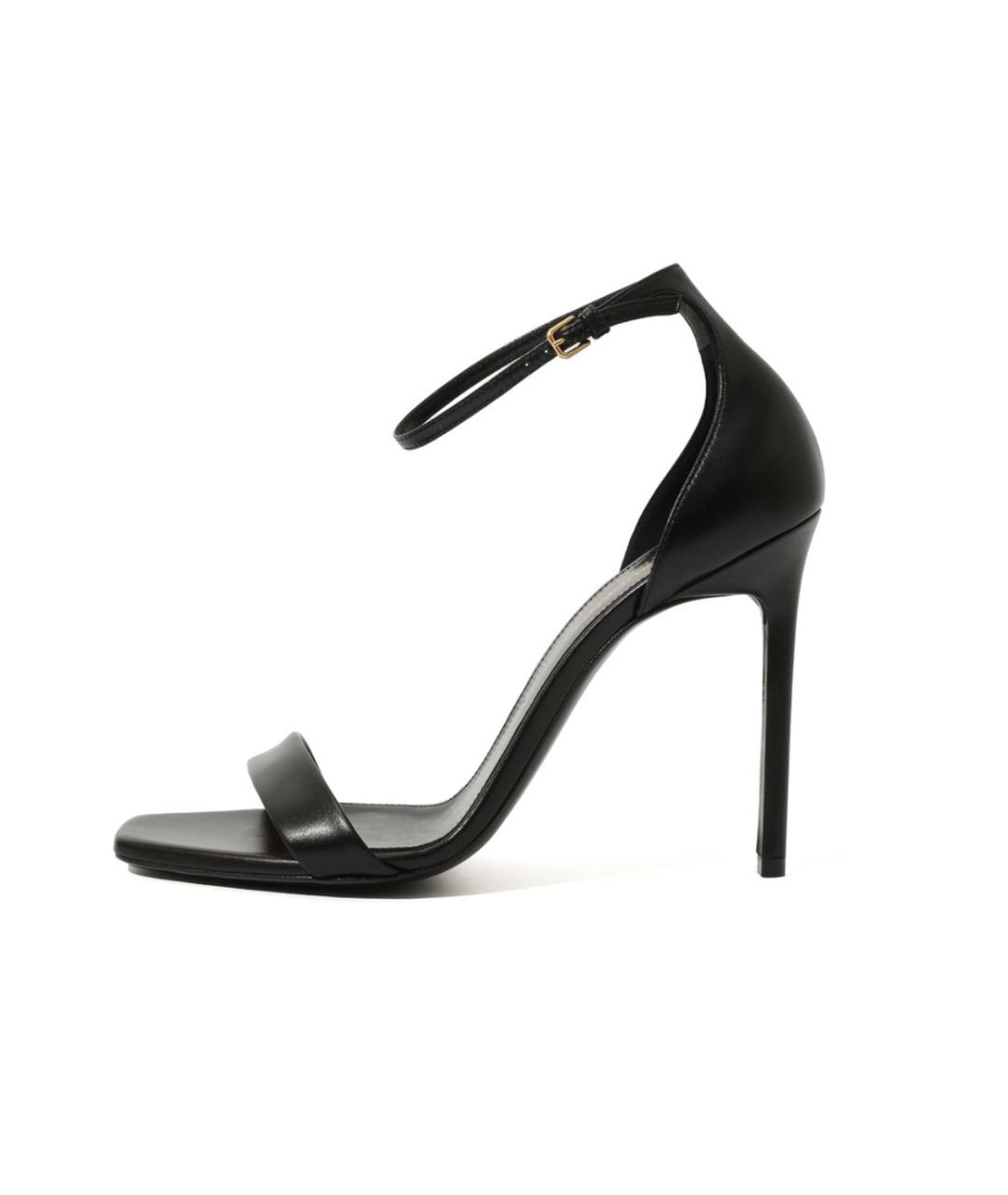 SAINT LAURENT Черные кожаные босоножки, фото 4