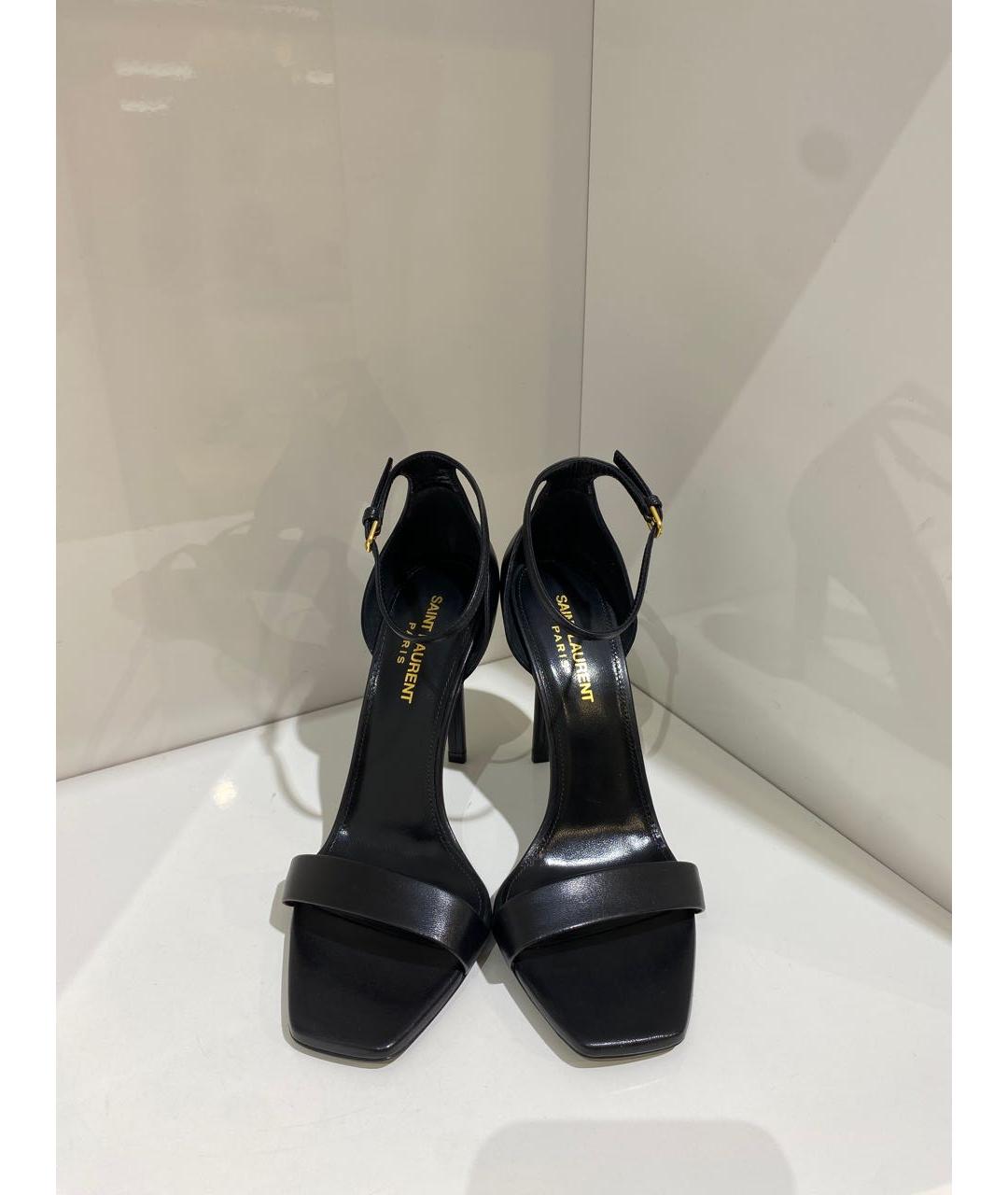 SAINT LAURENT Черные кожаные босоножки, фото 3