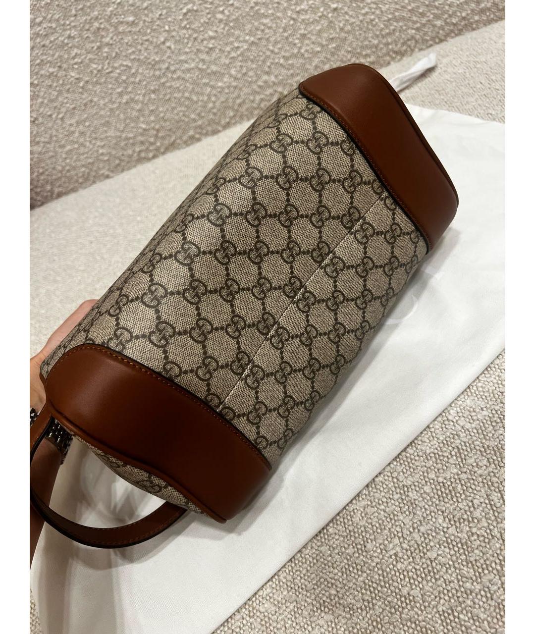 GUCCI Коричневая кожаная косметичка, фото 3