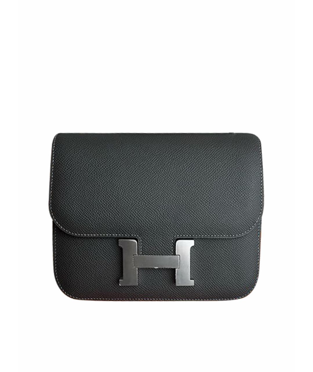 HERMES Антрацитовая кожаная сумка через плечо, фото 1