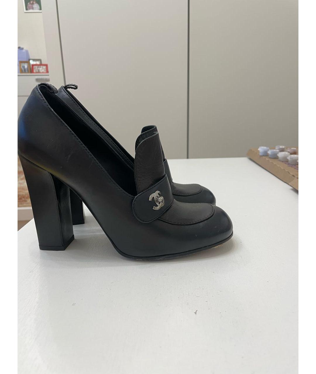 CHANEL Черные кожаные туфли, фото 7