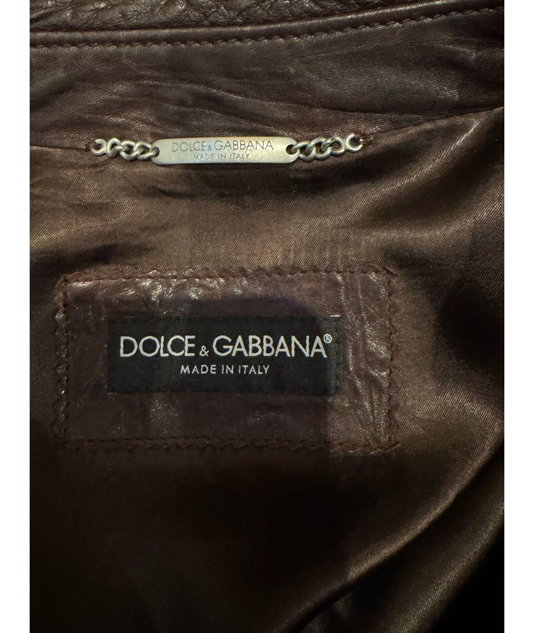 DOLCE&GABBANA Коричневая кожаная куртка, фото 3
