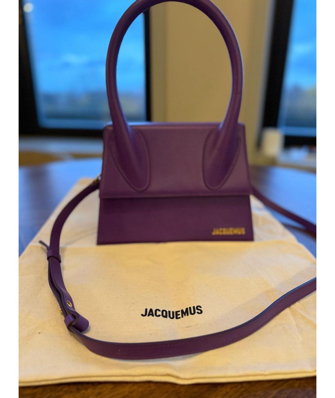 JACQUEMUS Фиолетовая сумка с короткими ручками из искусственной кожи, фото 5