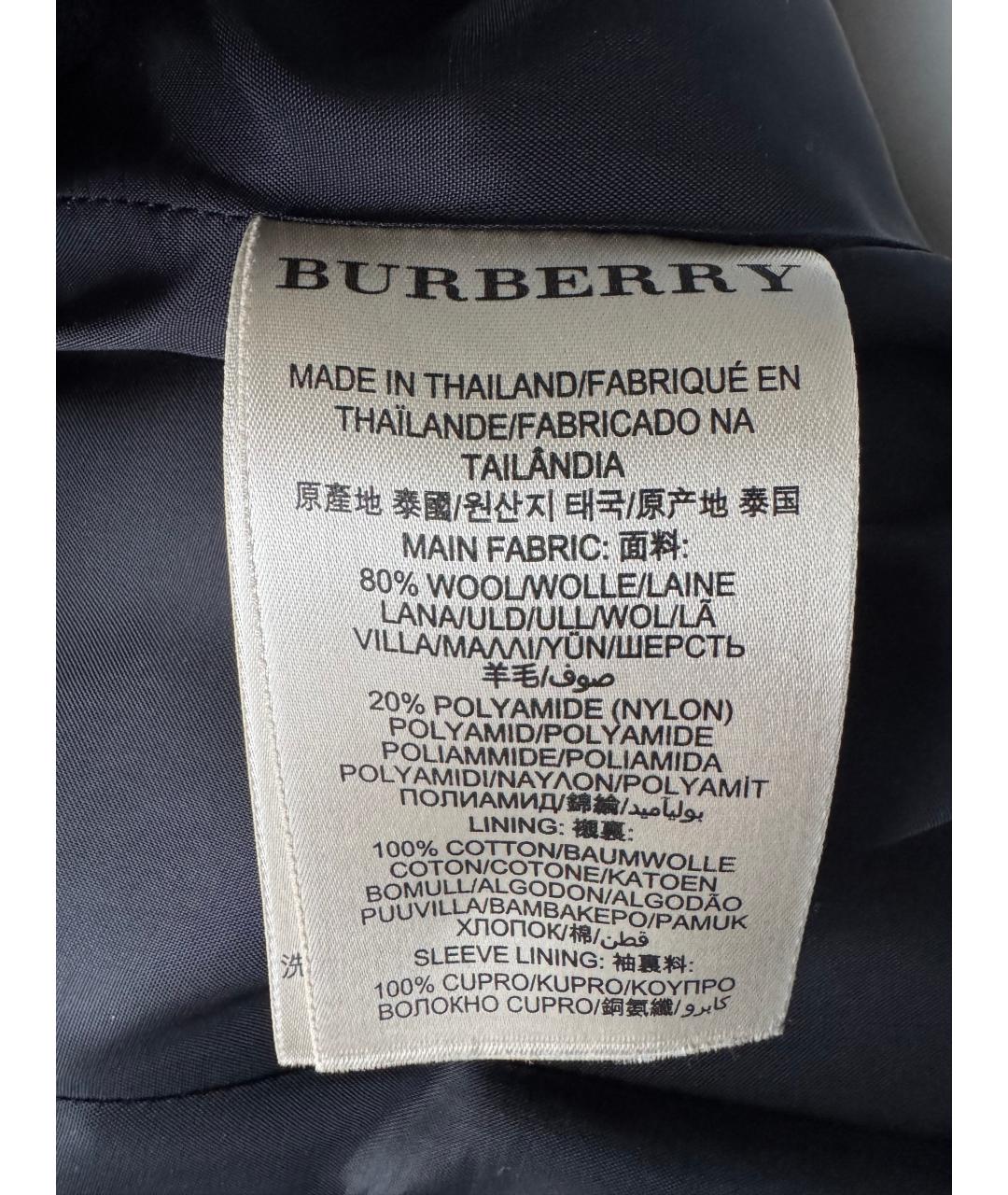 BURBERRY Черное шерстяное пальто, фото 4