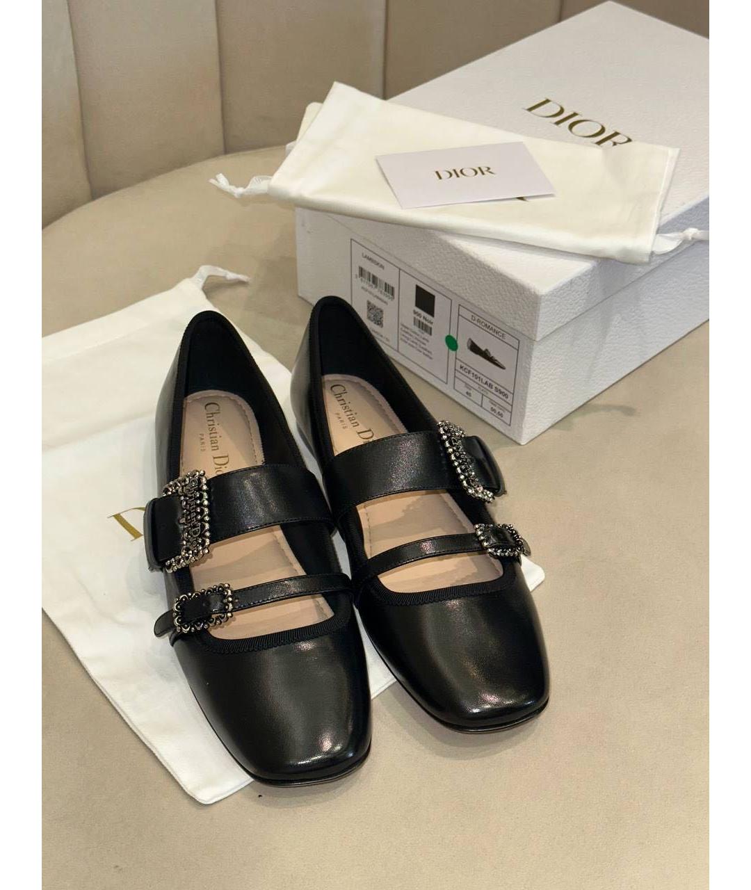 CHRISTIAN DIOR Черные кожаные балетки, фото 2