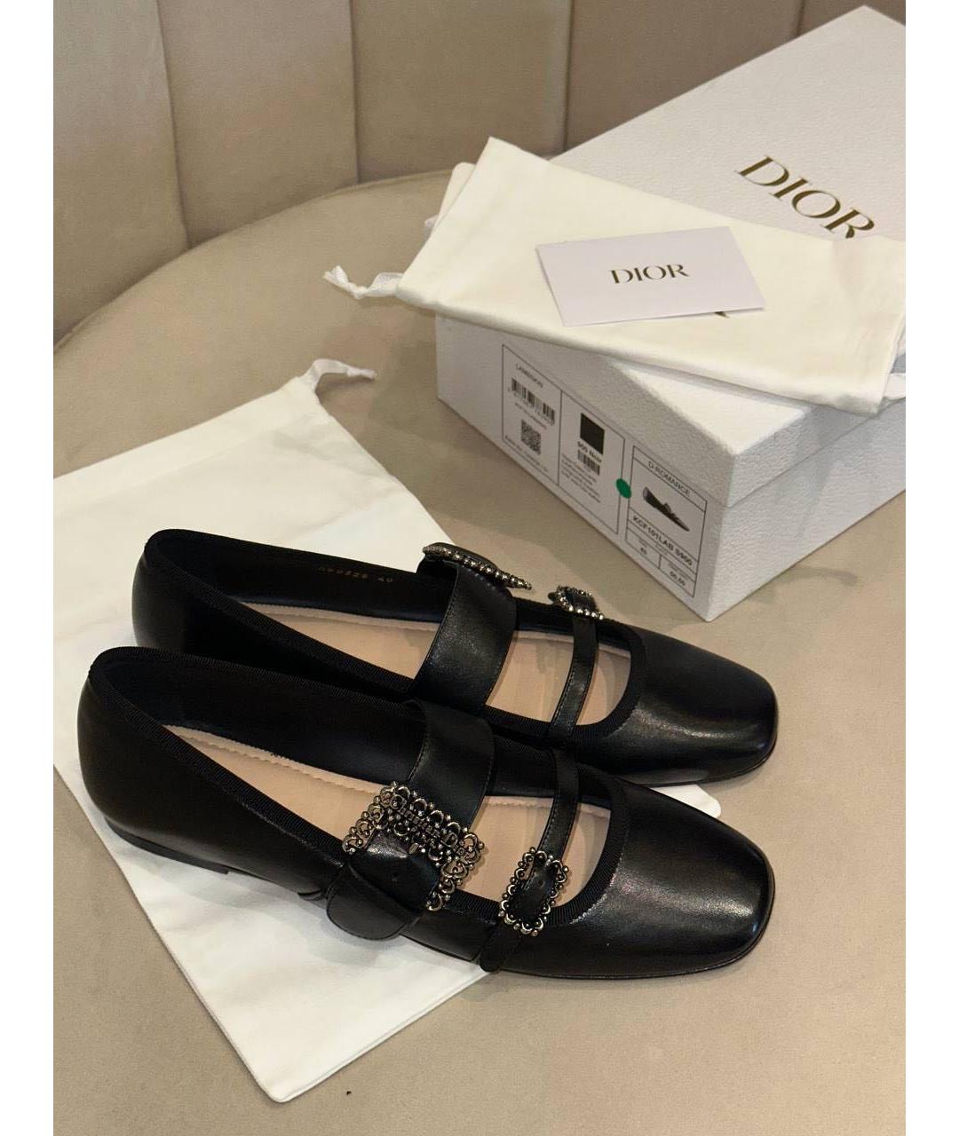 CHRISTIAN DIOR Черные кожаные балетки, фото 4